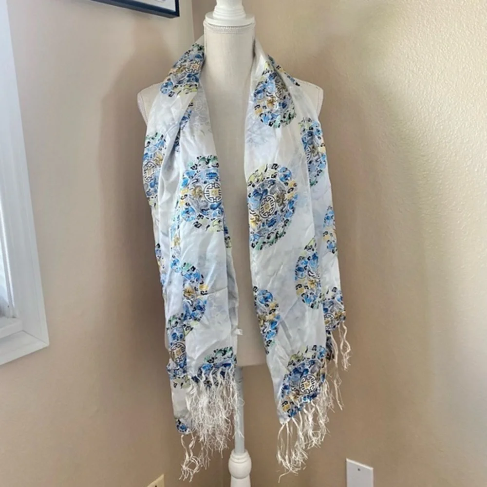 Asian themed silk scarf